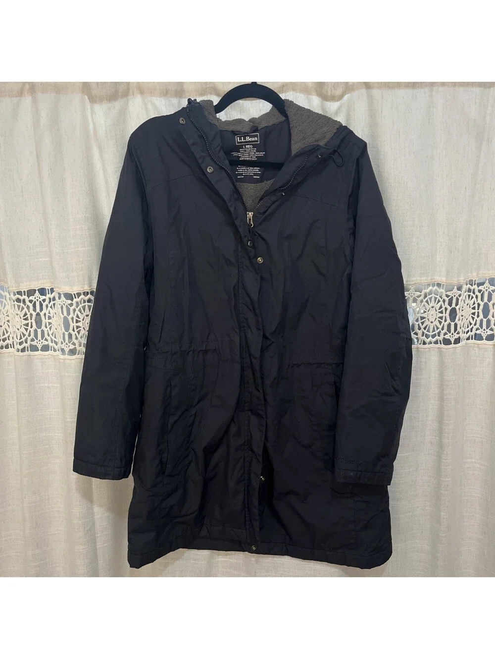 LL Bean Jacket Women L H2Off Hood Lined Rain Plus Size RN 71341